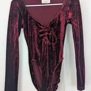 Victoria's Secret Gold Label Burgundy Velvet Bodysuit (vintage, 80s)
